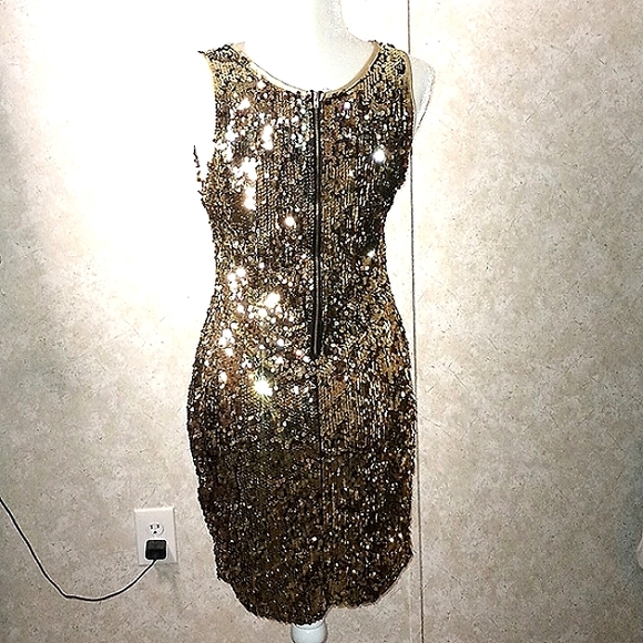 NWT Gold Sequin party Dress, size Medium - Picture 3 of 4